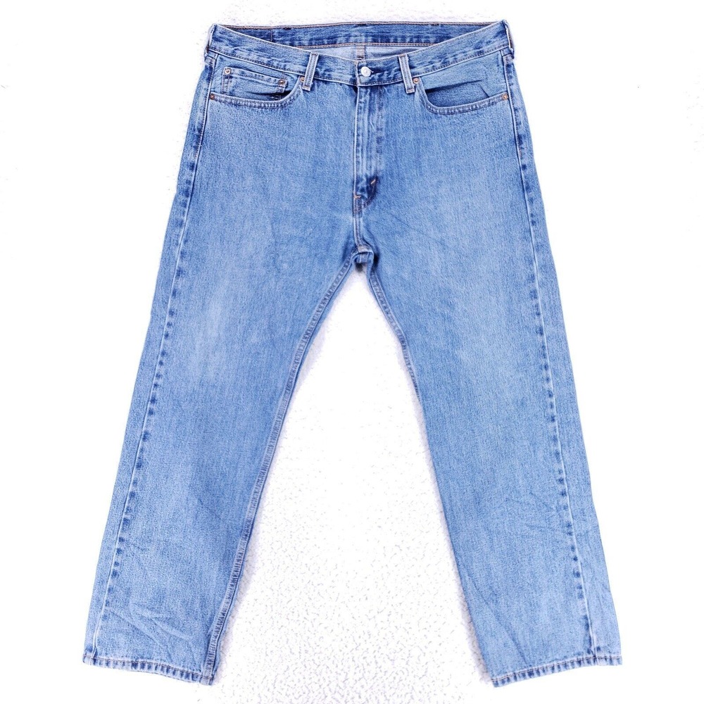 Levis 505 Jeans Denim Cotton Men SZ 38x32 Blue Straight Stretch VTG Mid Rise 90s